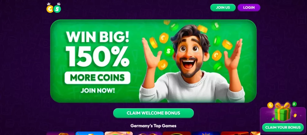 Crowncoins Casino – 150% Coin-Boost + 10 Freispiele für nur 9,99 € – Jetzt spielen